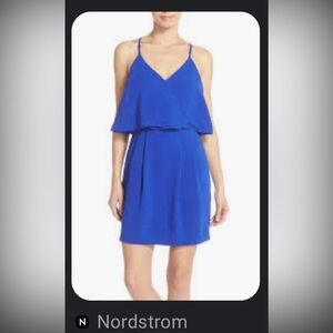 ADELYN RAE Ruffle Crepe Popover Dress In Electric Blue Royal  size L